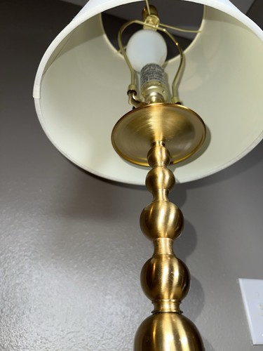 Vintage Lauren Ralph Lauren Candlestick Lamp Brass Gold Polished 32 1/2” & Shade - Picture 5 of 12