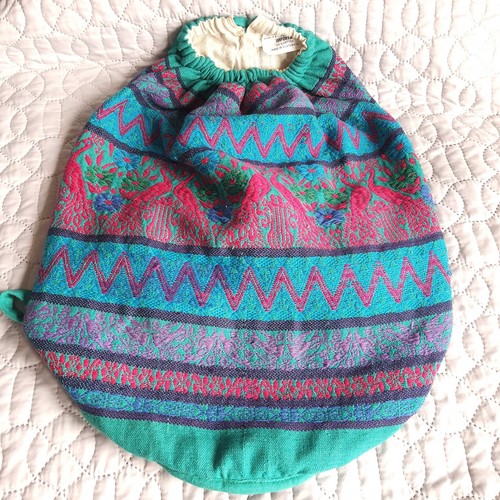 Vintage El Huarache 100% Baumwolle Hergestellt in Guatemala Ethno Gewebt Rucksack Tasche - Bild 2 von 6