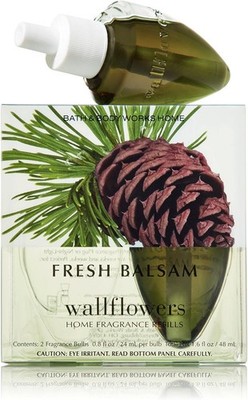 Bath & Body Works Fresh Balsam Wallflower Refill 0.8 Fl Oz (Pack of 2), Green 