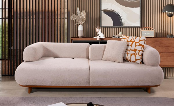 Komfortables Beiges Sofa Wohnzimmer Textilcouch Edle SitzmöBel-image