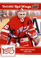 Tim Cheveldae Signed 2025/26 Upper Deck Detroit Red Wings Centennial Card #10