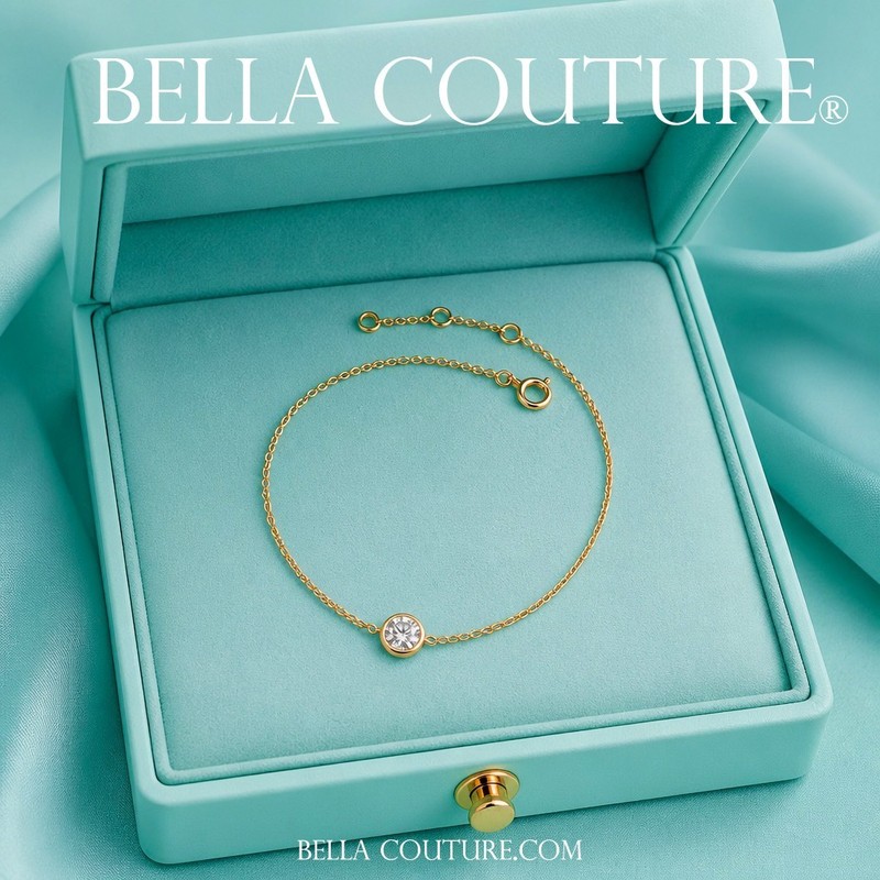 NEW BC® 18K YELLOW GOLD 1CT WHITE TOPAZ CHAIN NECKLACE ART DECO CHARM PENDANT