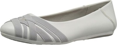 Aerosoles Size 8.5 White Spin Cycle Faux Leather Cross Weave Ballet Flats Shoes