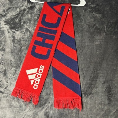 Adidas Chicago Fire Soccer Scarf MLS Go Fire Red Blue Striped Fan Gear One Size