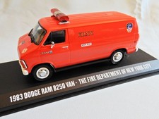 Greenlight 1/43 1983 Dodge Ram B250 Van Fire Department Mini Car Model
