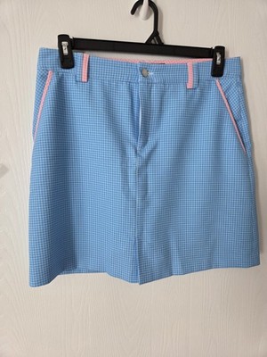 Lohla Sport Womens 8 Skort Checker Pink Contrast Stretch Golf Pockets New Sale