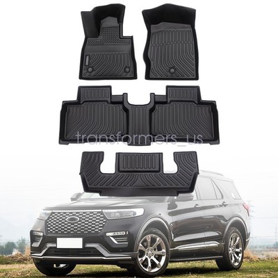 3D TPE Floor Mats Liners For 2020-2025 Ford Explorer 6-Seater All Weather Black