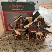 Kurt S. Adler Snowtown Collectible Lighted House with Santa in Box 679928