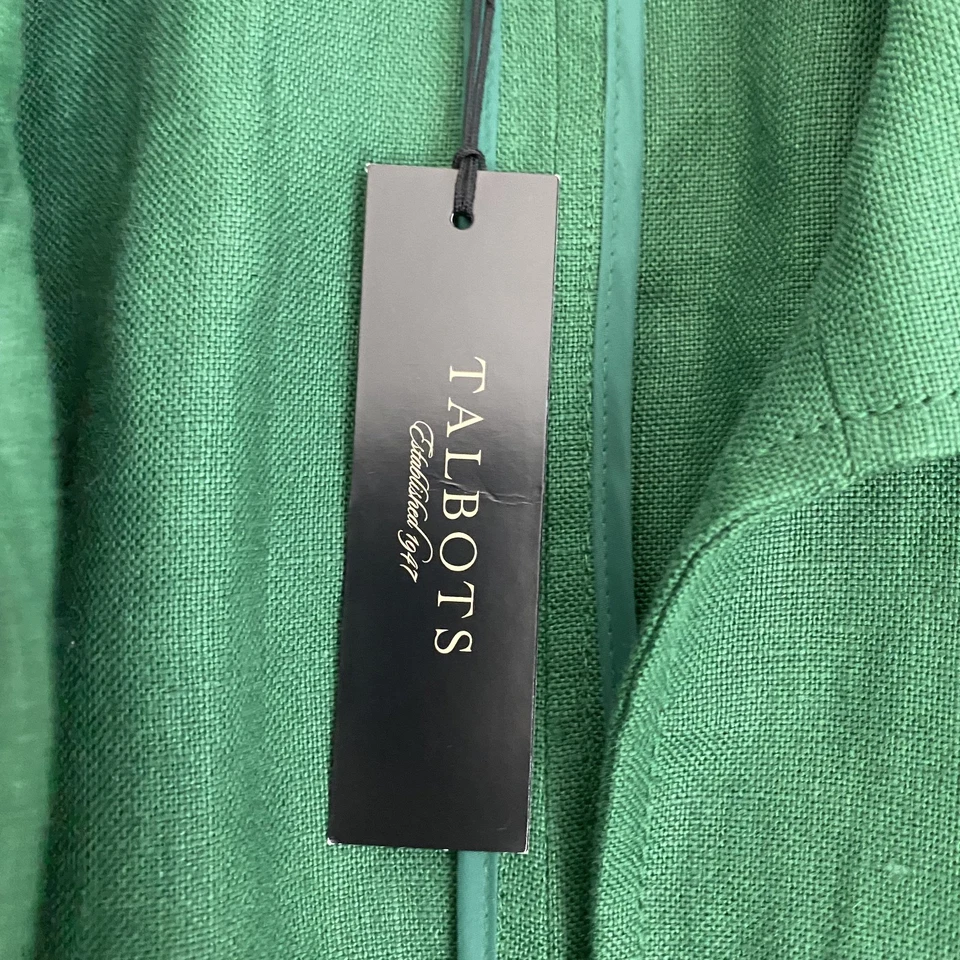 NWT Talbots Open Jacket Blazer Sz 1X Green 100% Irish Linen Lagenlook Office - Image 3 of 4
