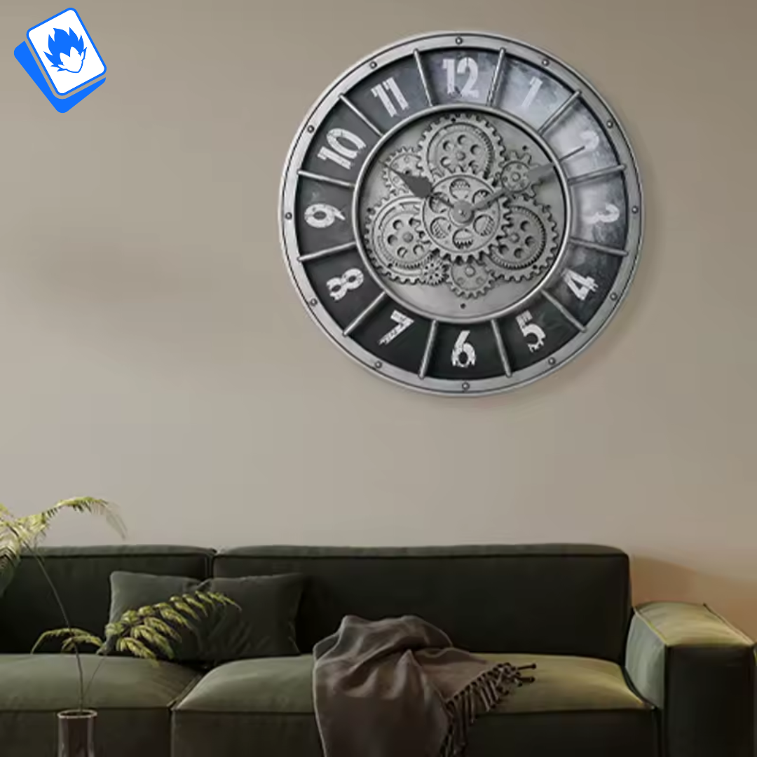 46cm Modern Wall Clock – Retro Silver Mechanical Design for Home