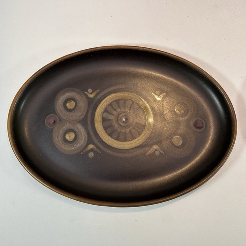 Vintage Denby Arabesque 4 Oval Steak Plates Gill Pemberton 60s 70's Retro Dining - Picture 5 of 13