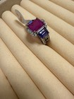 Lab-Created Purple Fluorite Quartz Prong Cocktail Ring Rhodium Plated Size 6 — photo 2
