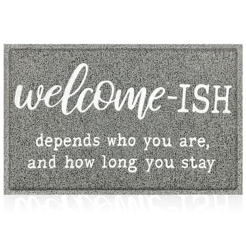 Welcome Mats for Front Door Outdoor Entry Welcome Ish Depends Who You are