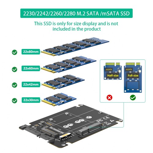 Adaptateur SSD 2 en 1 Combinant M.2 NGFF Key B et MSATA Vers 2,5 Pouces 3 6913 - Imagen 5 de 9