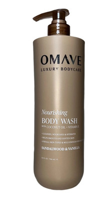 Omave Sandalwood & Vanilla Body Wash w/ Coconut & Vitamin E 32 oz JUMBO SIZE NEW