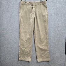 Dickies Men Pants 34X30 Khaki Khakis Twill 874 Work Pants Logo Original Fit 29"