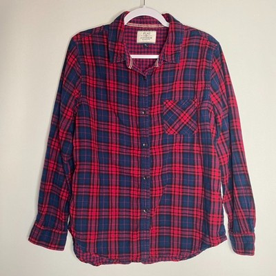 Flag & Anthem Dry Goods Supply Red Blue Plaid Long Sleeve Button Up Size XL