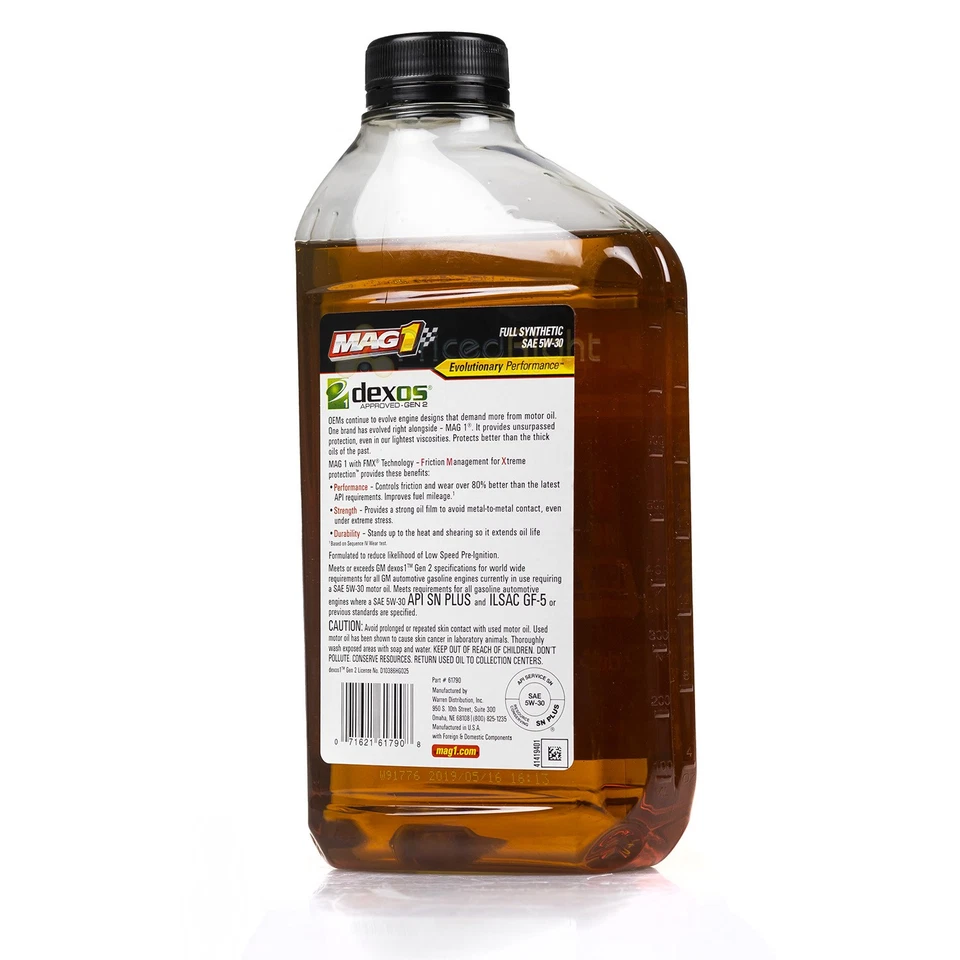 Aceite de motor totalmente sintético MAG1 5W30 1 QT 946 ml API SN PLUS ILSAC GF-5 MAG61790 Foto 2 de 4