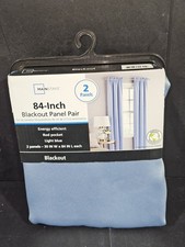 Mainstays Solid Blackout Curtain Panel Pair, Set of 2, Blue Quartz, 30  W x 84  L