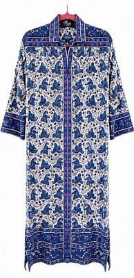 Vintage Indian Cotton Kaftan Block Print Dress Mona Lisa Taj Mahal Hotel Bombay