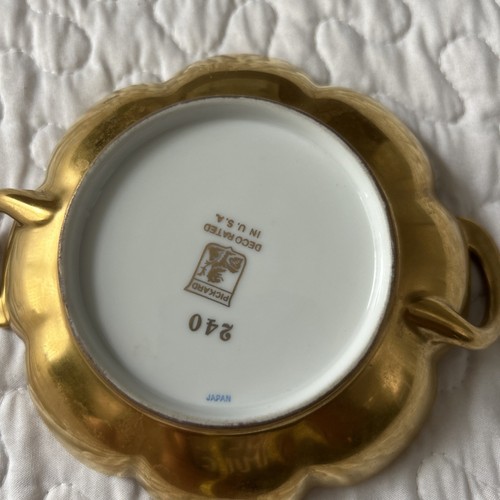 Pickard China Hand Painted 24K Gold ROSE & DAISY Embossed Candy Dish Bowl 6” VTG - Picture 8 of 8