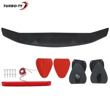 Trunk Spoiler Wing 52" Fin Tail 2 Pedestal W/Brakes Lights Universal Matte Black