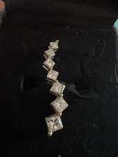 14 Karat massiver Weißgold Princess Cut Diamanten Anhänger 7 natürliche Diamanten