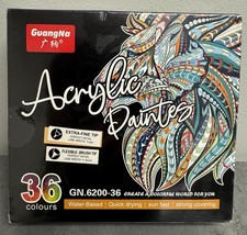 Guangna Acrylic Paint Markers Brush Tip, 36 Vivid Colors Professional-Grade