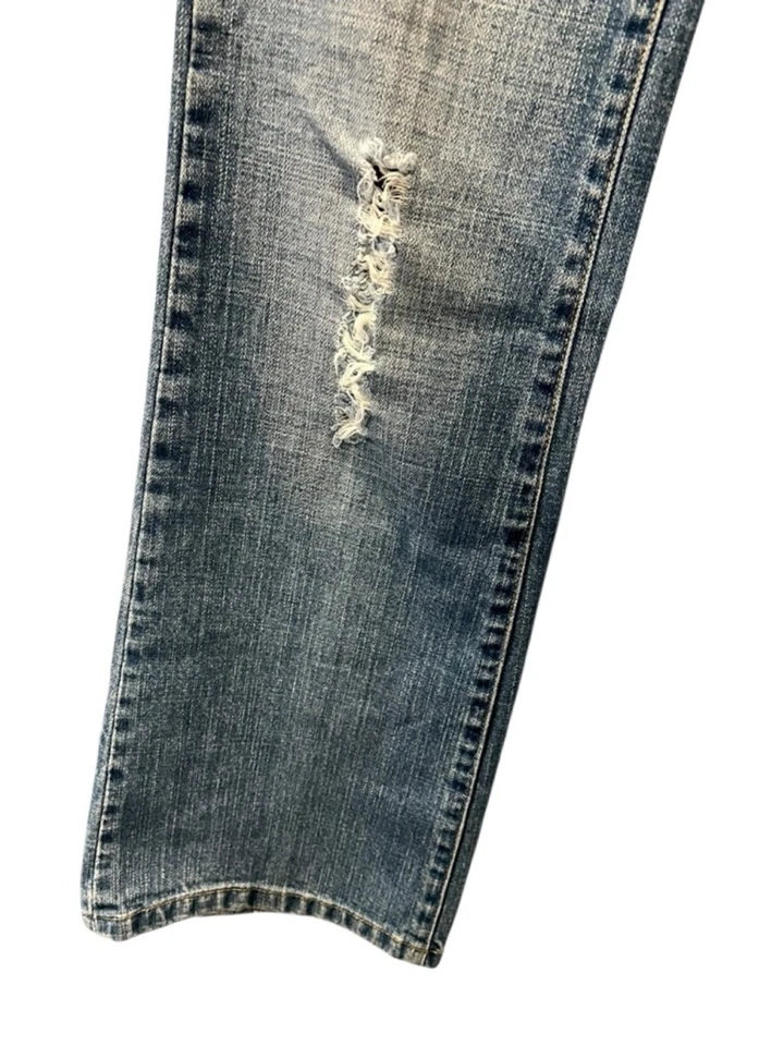 Jeans bordados vintage Y2K Switch EE. UU. talla 27 desgastados tiro bajo denim azul Foto 4 de 4