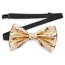 Sequin Bow Tie, Gold Bowtie for Men Bow Ties for Boys Adjustable for Wedding