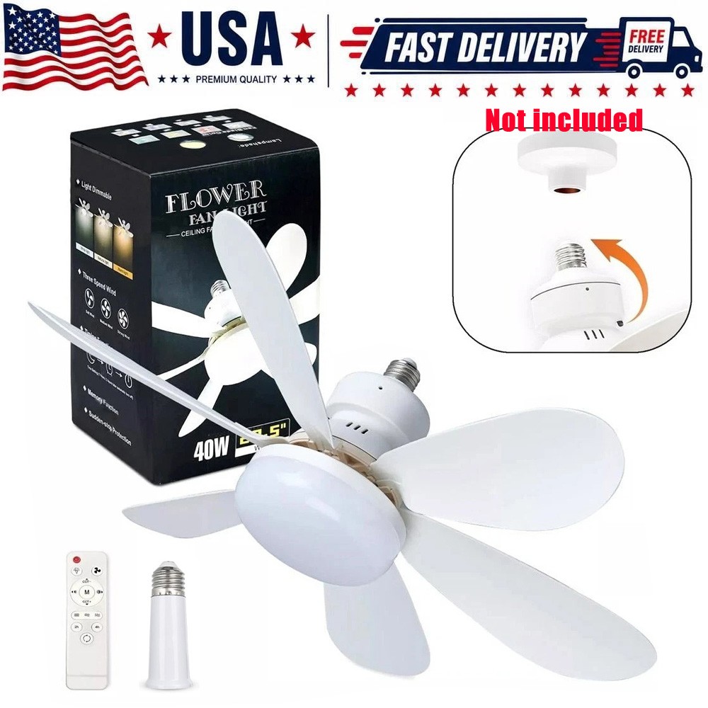 Socket Fan Light Ceiling Fans With Lights And Remote Dimmable LED Ceiling Fan US