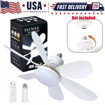 Socket Fan Light Ceiling Fans With Lights And Remote Dimmable LED Ceiling Fan US
