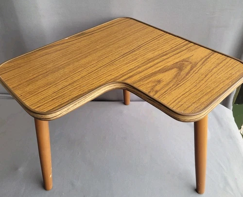 Mesa auxiliar esquinera vintage Mcm soporte para plantas efecto madera patas boomerang dansette - Imagen 2 de 13