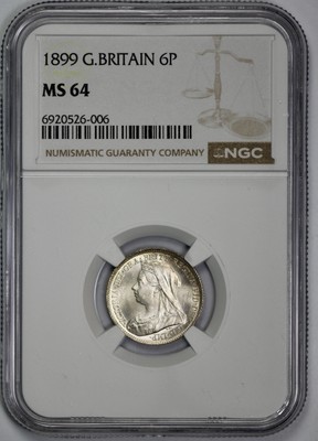 1899 Great Britain Silver 6p Sixpence NGC MS 64 | eBay