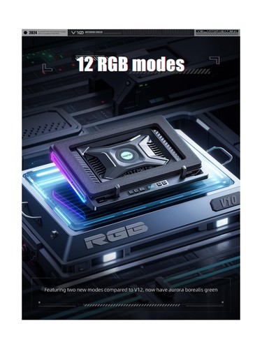 llano V10 Gaming Laptop Cooler, RGB Laptop Cooling Pad Stand with Powerful 4.... - Afbeelding 3 van 7