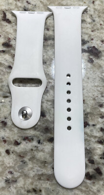 Genuine Apple Watch SE 6 5 4 3 2 1 Sport Band 42/44/45mm White M/L - Silver Pin
