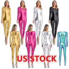 Women's Shiny Bodysuits One Piece Full Body Suits Club Party Dance Costume