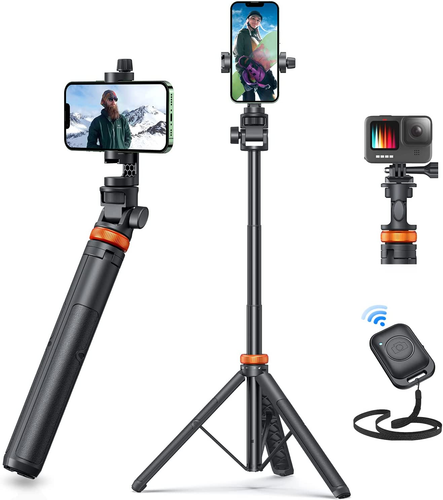 Newest 62" Phone Tripod, Tripod for Iphone & Selfie Stick Tripod with Remote, U - Photo 12 sur 14