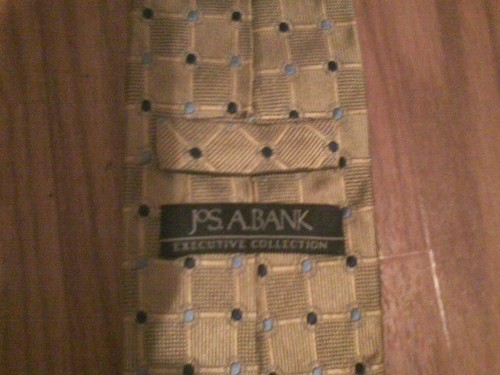 Goldfarbene Krawatte mit hellblauen und marineblauen Punkten und Gitter Jos A Bank Executive - Bild 2 von 3