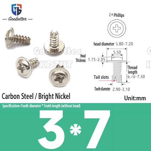 Flanged Self Tapping Screws Carbon Steel Flange Head Tappers 2.3 mm 2.9 mm 3 mm - Picture 6 of 11