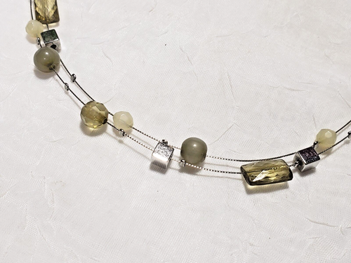 NY & CO 2 Strand Silver-Tone Necklace w/Shades of Brown/Tan/Cream/Amber Beads ~ - Picture 4 of 8