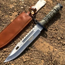 13.5" Military Survival Rambo Fixed Blade Hunting Knife Bayonet Tactical Bowie 