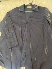 Light Silky Navy Blue Jacket With Gemstone Clasp, Plus Size 22, Elena Miro