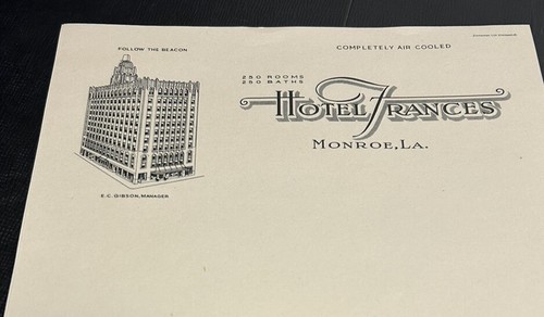 MONROE, LA Hotel Frances Juego de papelería vintage años 40 postal con membrete, ect. - Imagen 7 de 16