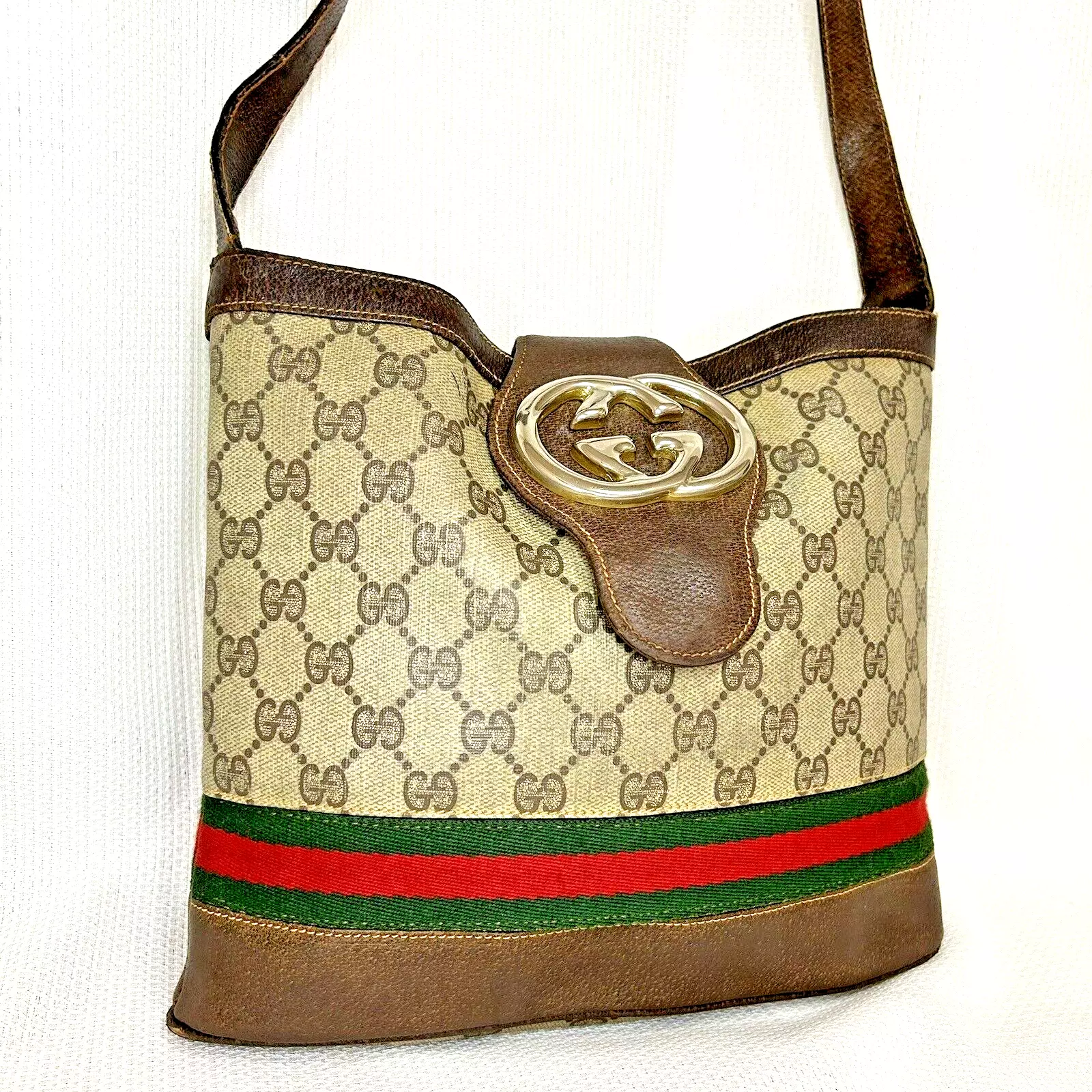 *Rare !* Sac bandoulière vintage Gucci Sherry Line imbriqué PVC GG du Japon
