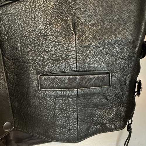 USA Bikers Dream Apparel Womens Large Genuine Leather Biker Vest Motorcycle Wear - Picture 5 of 9