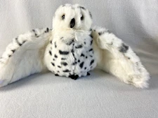 Folkmanis Snowy Owl Hand Puppet Plush Toy with Rotating Head White Spotted