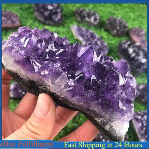 Natural Amethyst Cluster Quartz Crystal Druzy Geode Healing Meditation Stone US