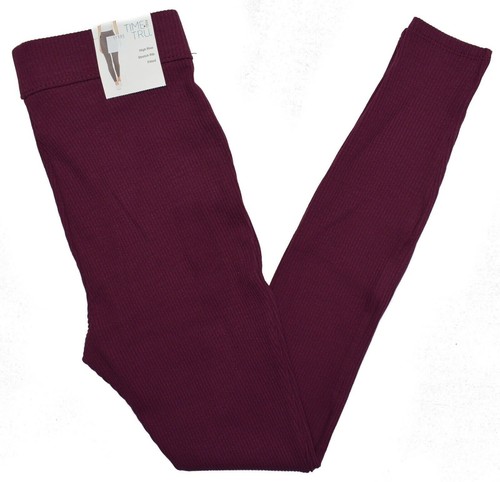 Time and Tru Hochhaus Stretch Rippe Passform Jeggings lila Größe XS (0-2) #ROYL