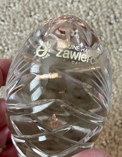 ZAWIERCIE Hand Carved Crystal Glass 4” Egg Paper Weight Hand Carved From Poland - Picture 7 of 9